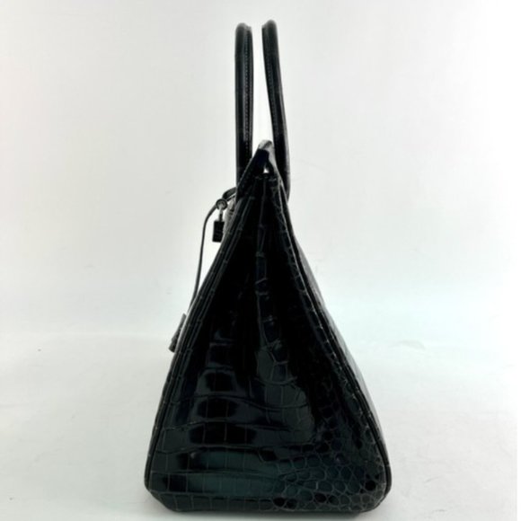 Hermes Shiny Porosus Crocodile Skin Birkin 35 w Palladium HW in Graphite - Picture 6 of 13